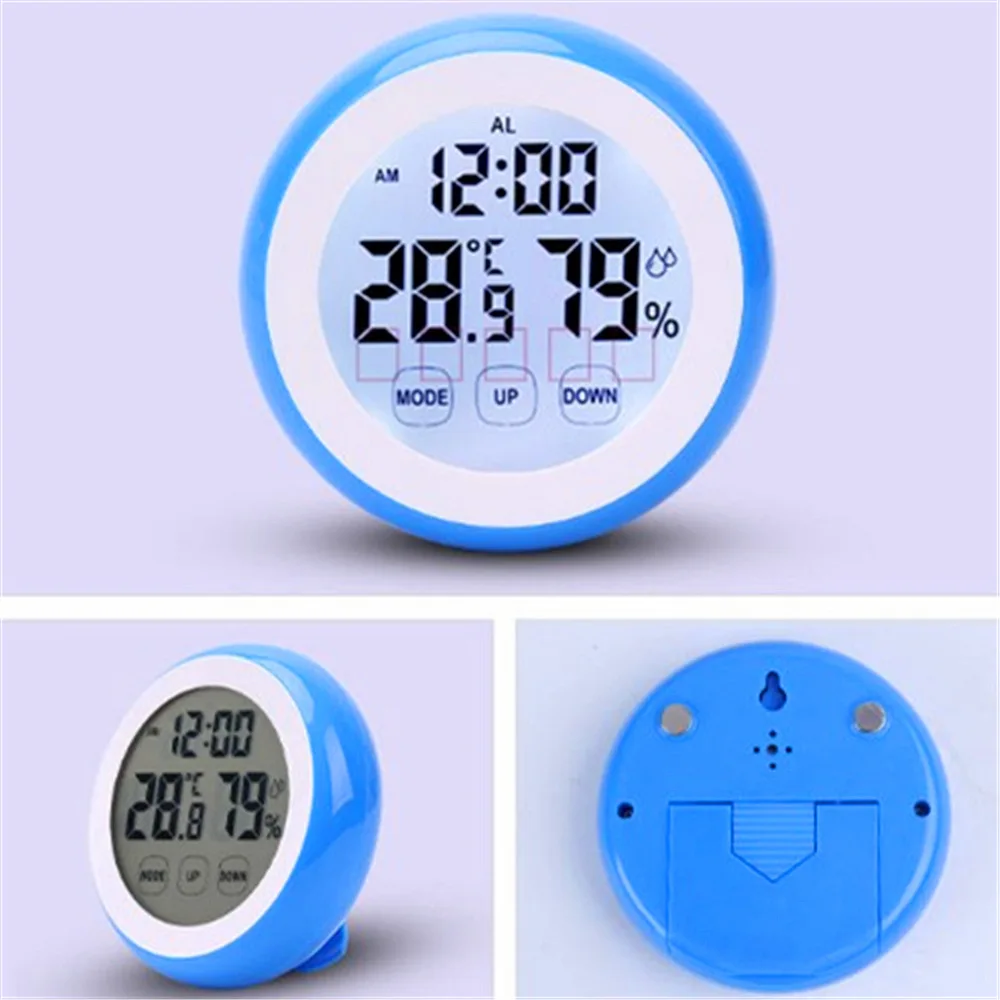 

1 шт. домашний цифровой Комнатный Высокоточный влажный и сухой термометр Температура часов 0 ~ 50 C детская комната 4 цвета сенсорный экран