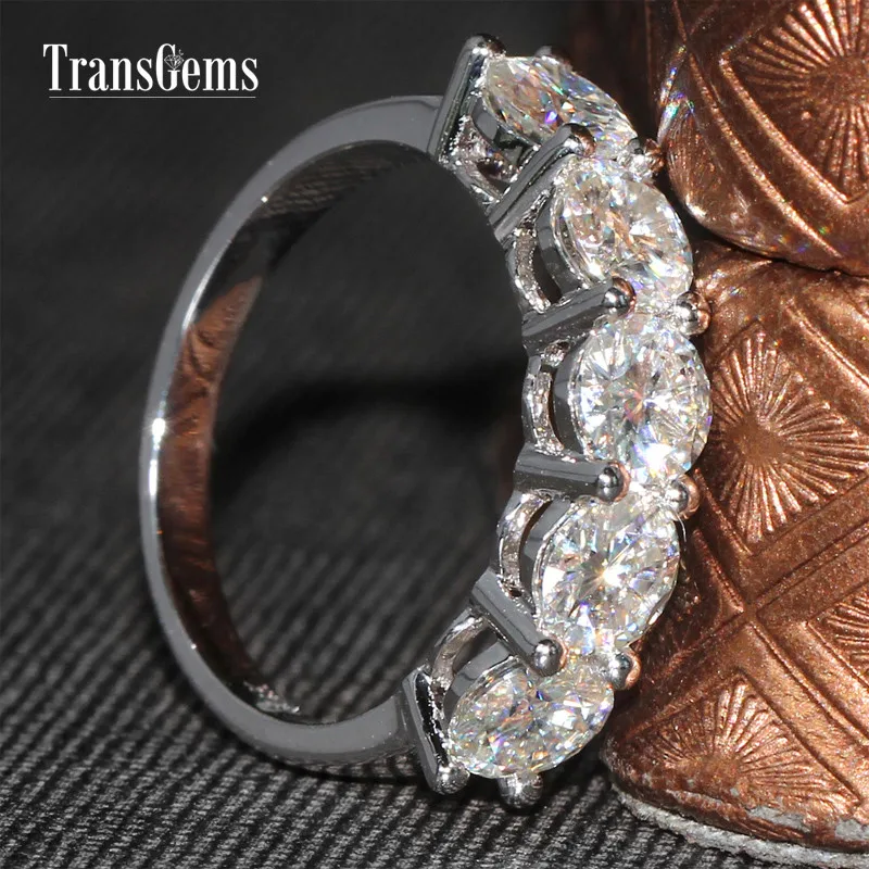 Трансдрагоценные камни Золотое обручальное кольцо Moissanite 2.5CTW 5 мм камень F цвет Moissanite Seting in 14K белое золотое обручальное кольцо для женщин