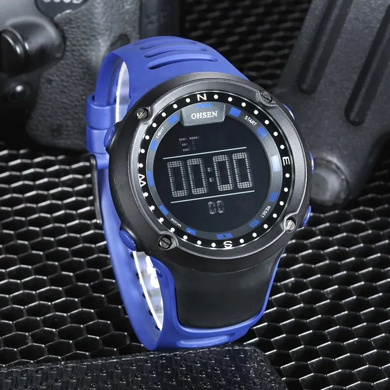 OHSEN Силиконовые Мужские часы с большим круглым циферблатом повседневные