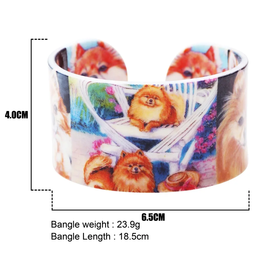 Bonsny акриловый браслет с красочным узором в виде Померанской собаки новинка 2017