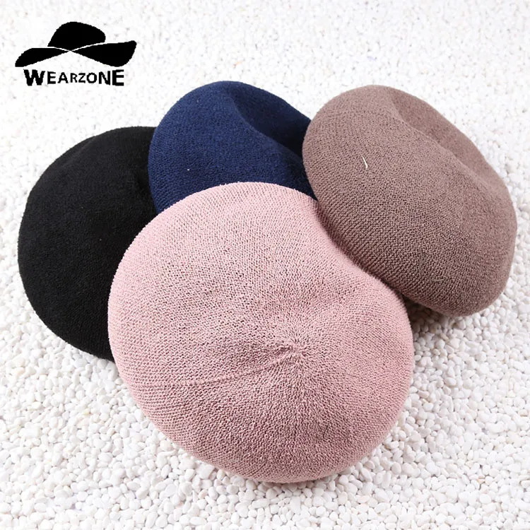 

South Korean literary pure color restoring ancient ways and circle yarn beret children summer pumpkin hat cap British painter