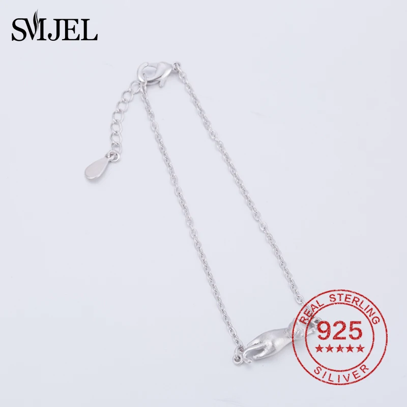 SMJEL 100% Стерлинговое Серебро 925 пробы милые Висячие браслеты с котом для женщин и