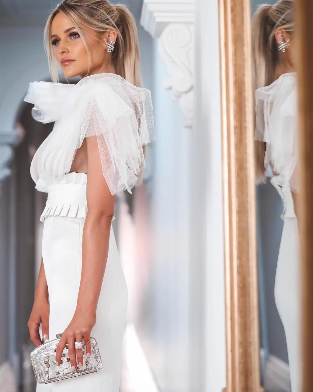 Новый сексуальный черно-белый бандажный комбинезон с v-образным вырезом