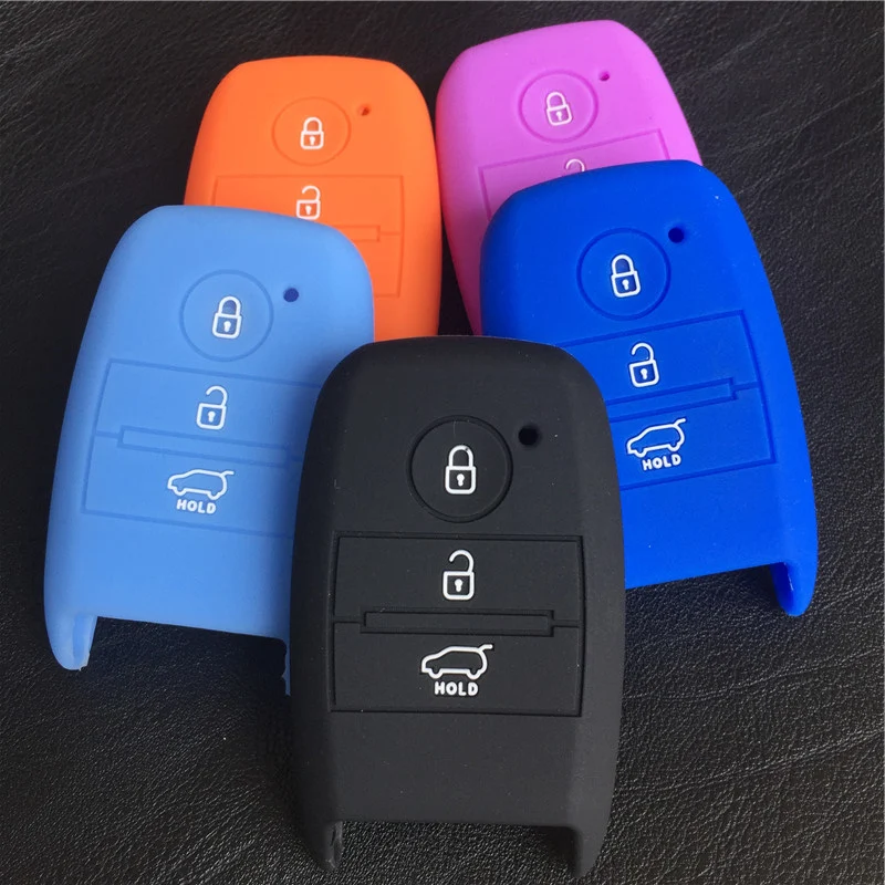 

11 color Silicone rubber Car Key Cover For kia rio sportage 2016 ceed sorento cerato K2 K3 K4 K5 3 button smart remote key