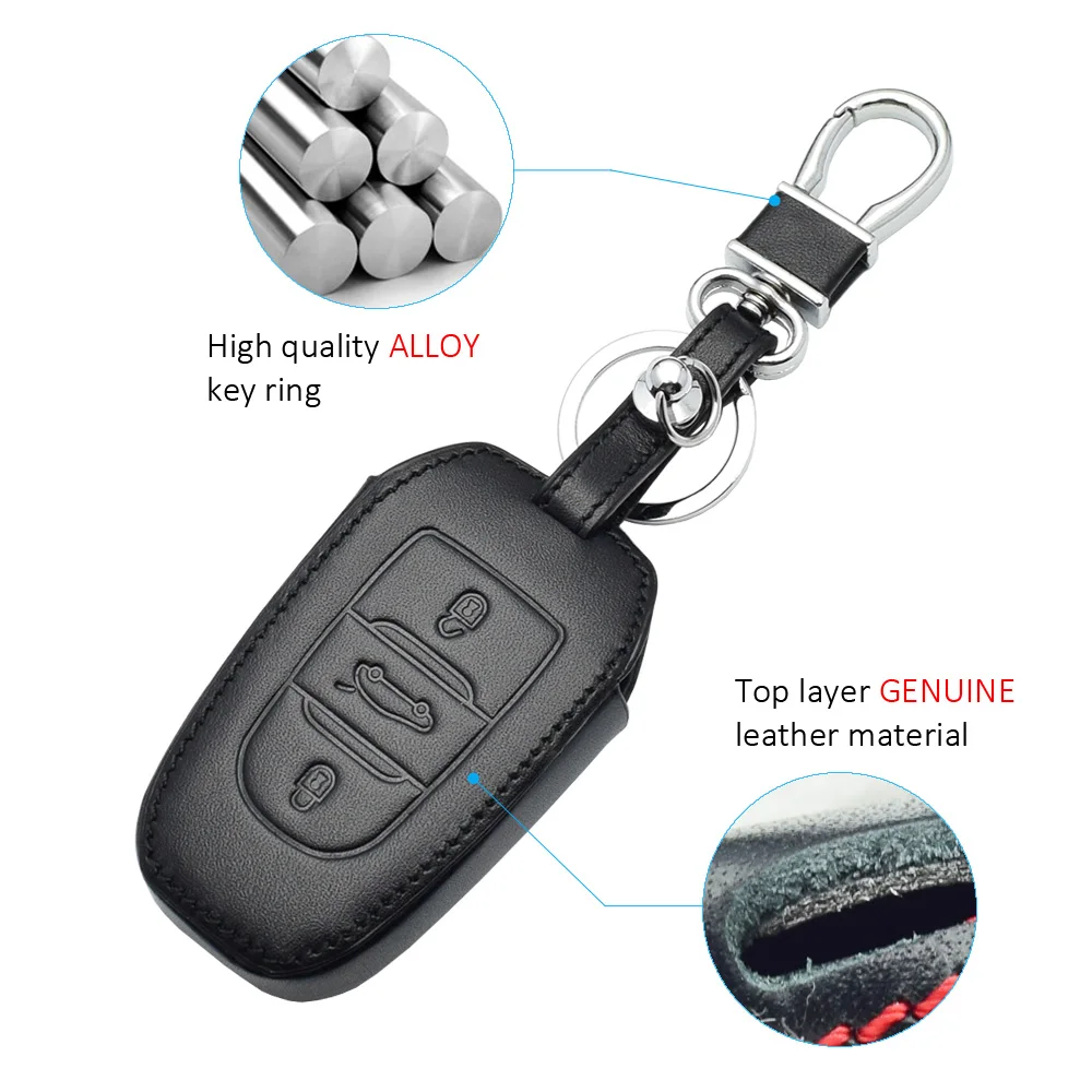 ATOBABI 3 кнопки кожаный чехол для ключей для автомобиля peugeot 208 508 2008 для Citroen C4L кактус C5 C3 C6 C8 Picasso Xsara крышка смарт-ключа