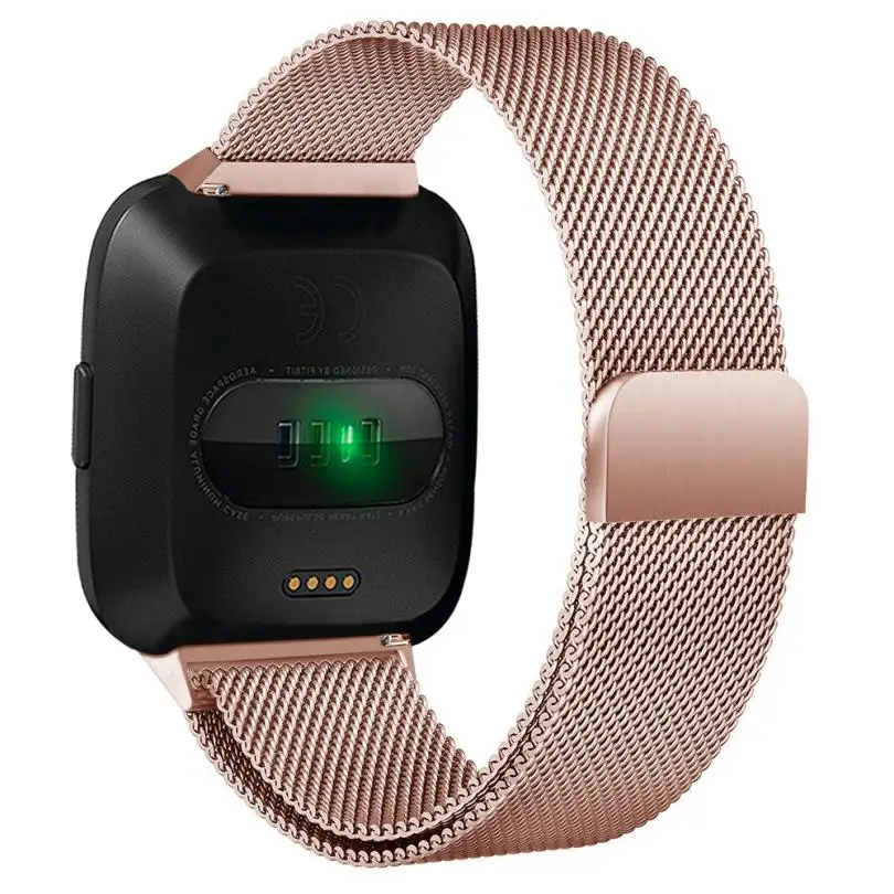 Rose Gold Миланская Магнитная Петля из нержавеющей стали ремешок для Fitbit Versa золотые часы 5,5-6,7 дюймов Прямая поставка наручных часов Mar 21 - Цвет: Rose Gold