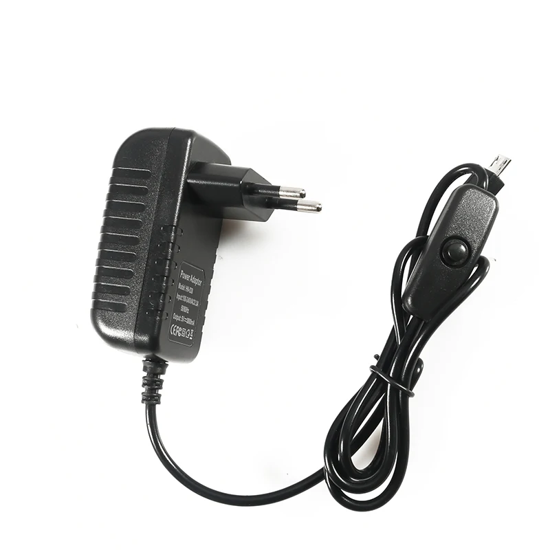 Power Supply Charger AC Adapter Micro USB Cable with On/Off Switch For Raspberry Pi 3 banana pi pro Model B B+ Plus | Компьютеры и