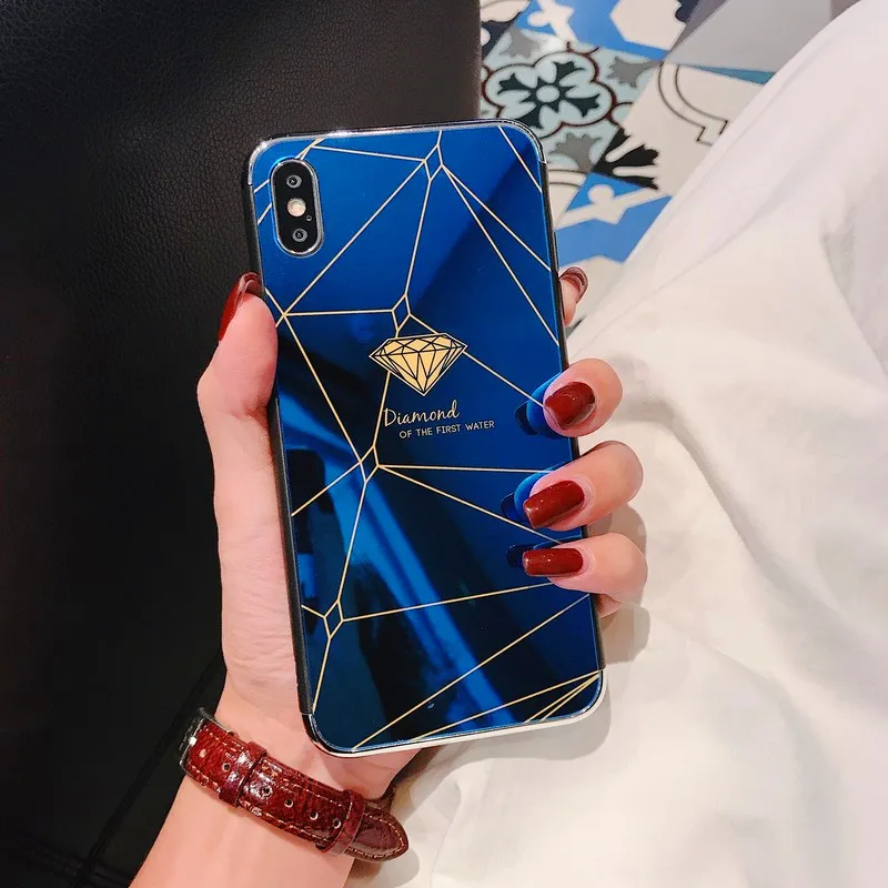 Простая Переливающаяся Лазерная Синяя лампа с узором из закаленного стекла