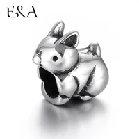 stainless steel beads rabbit 5mm 8mm hole blacken metal animal european bead charms for making bracelet diy jewelry findings