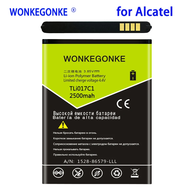 Аккумулятор WONKEGONKE 2500 мАч TLI017C1 для Alcatel One Touch PIXI 3 4 5 &quot5019D 5017D 5017A 5017X 5017 5027B