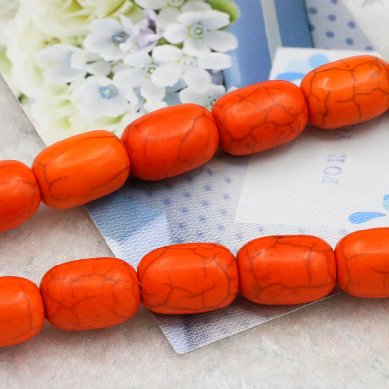 

Orange Turkey Stone cylindrical shape 10x14mm loose beads 15" 2 piece/lot DIY fit women jewelry making