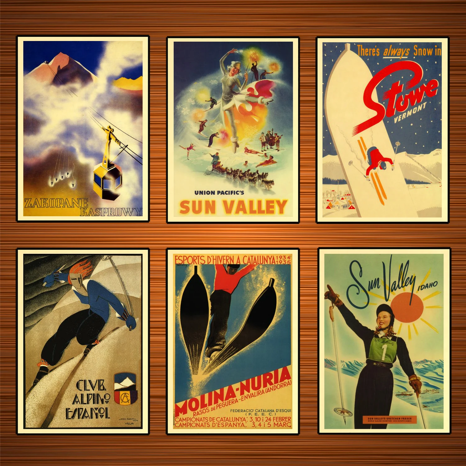 Винтажный постер для катания на лыжах спорта путешествий molina nuria классические