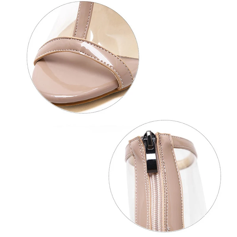 2019 летние женские босоножки на высоком каблуке 12 см прозрачные туфли гладиаторы