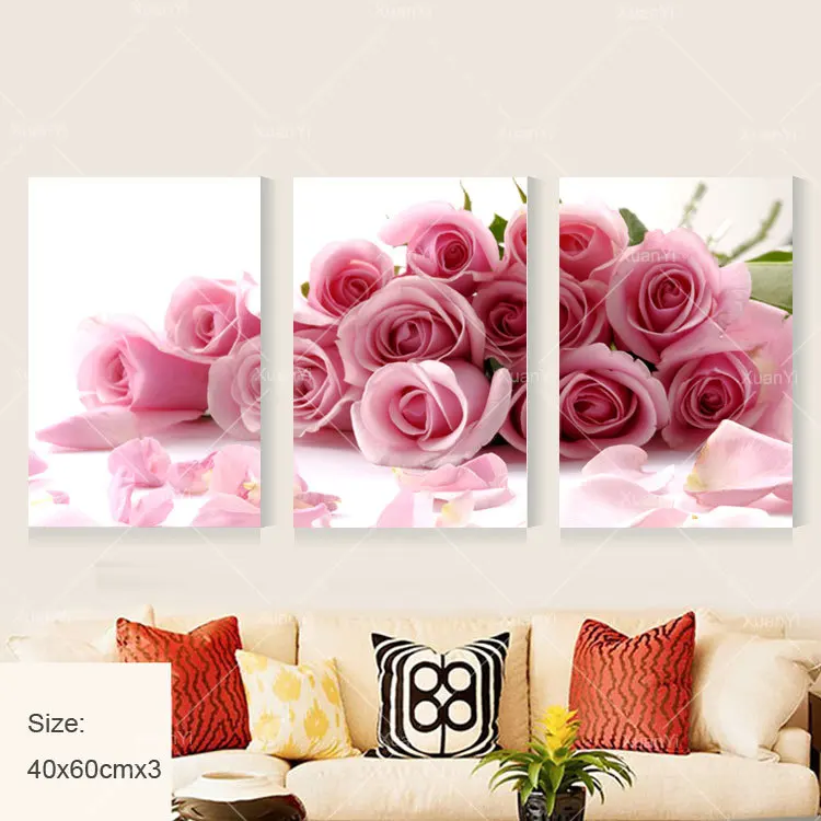 3 Панели современные печатные розы цветок картина холст Куадрос Цветы Картина