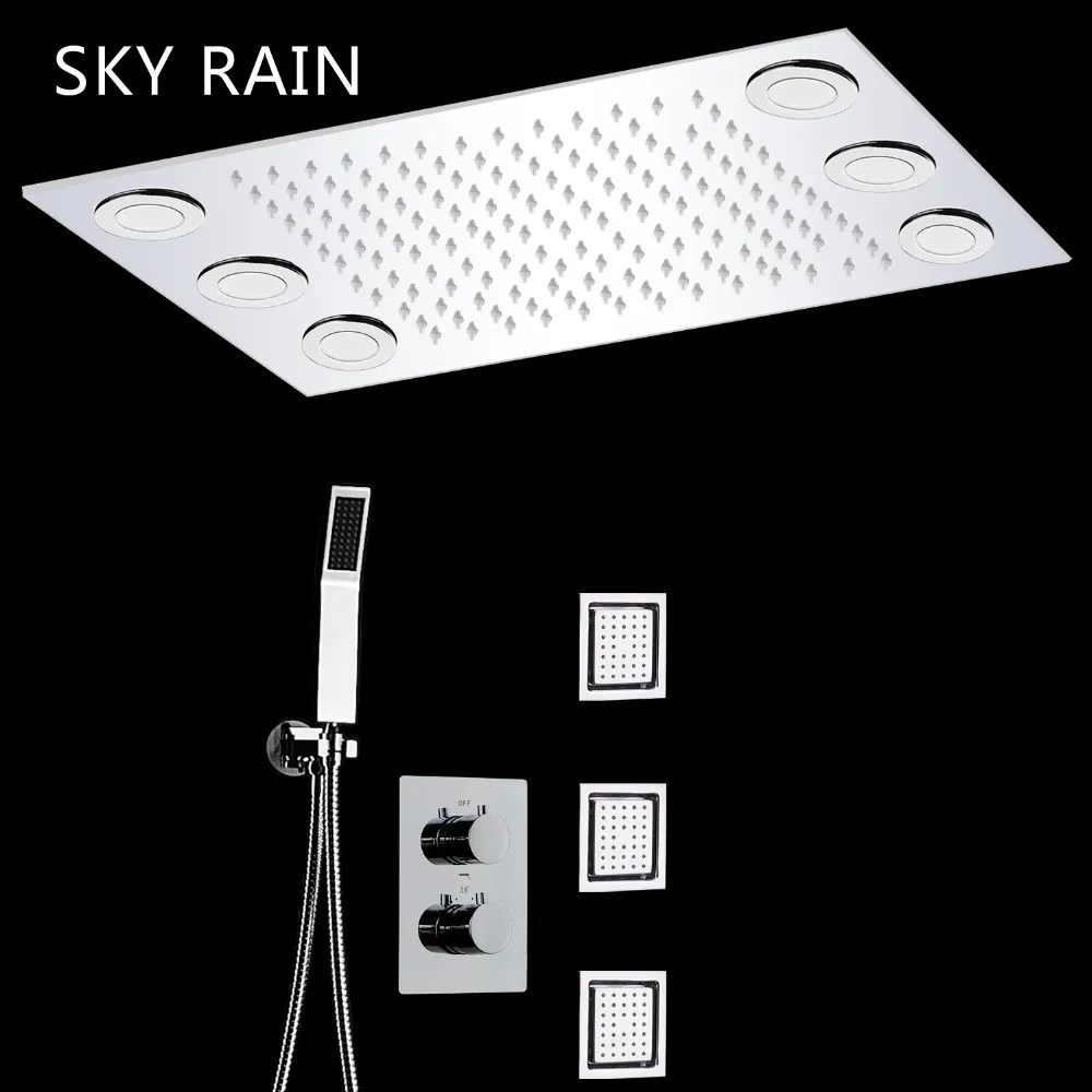 Термостатические Смесители SKY RAIN дождевой душевой набор потолочный светодиодный