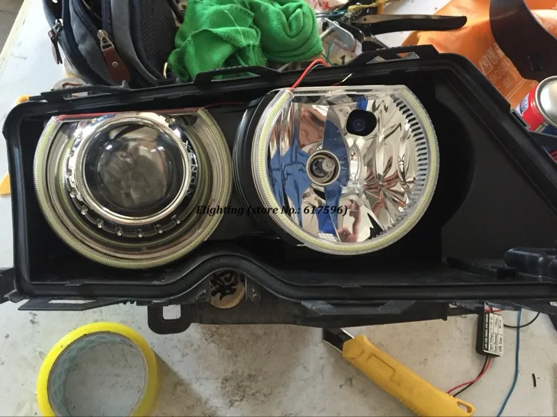 Светодиодная безотказная галогенная лампа Angel Eye 4 х131 мм COB для BMW E46 E39 E38 E36 Серия