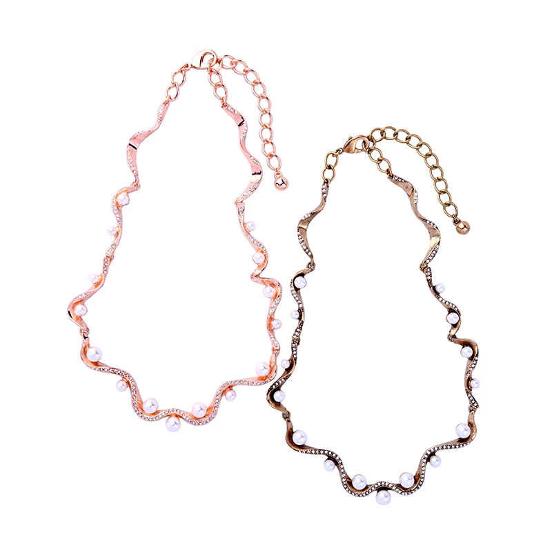 Banquet Luxury Accessories Crystal Simulated Pearl Snake Chain Necklace VN683 | Украшения и аксессуары