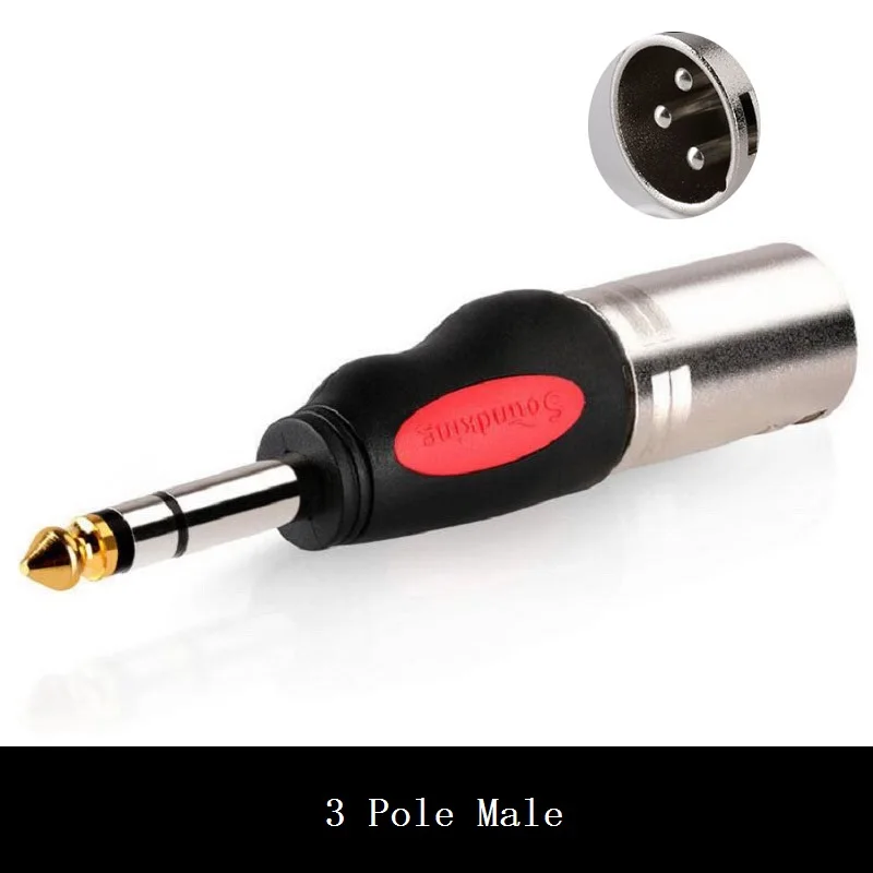 3 Pole Male Позолоченный 2/3 полюс 6,35 мм штекер 3Pin XLR Женский/мужской аудио преобразователь сигнала разъем микрофон cannon разъем - Цвет: 3 Pole Male