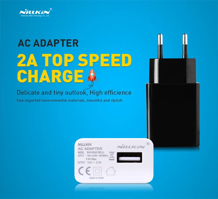 Original Nillkin Charger 5V 2A Top Speed Charger AC 2A EU Europe Standard USB Plug Power Wall Charger For Cell Phone USB Charger