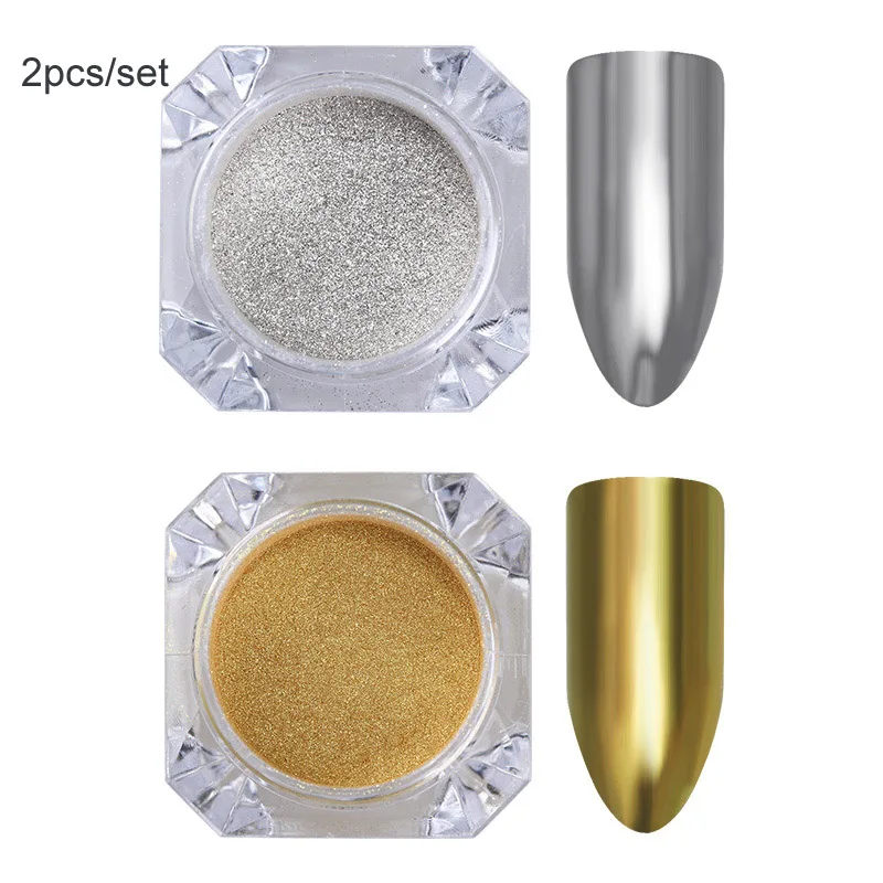 set 9 2 шт./компл. нейл-арта зеркальный Порошок Пигмент Блеск для ногтей погружения порошок розовое золото блестящий хром металлический декоративный Гель-лак 1 шт - Цвет: set 9