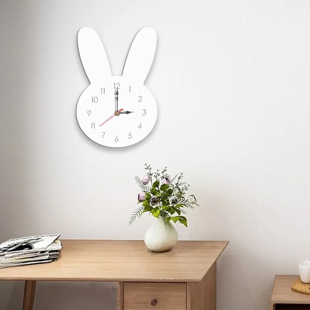 Настенные часы с кроликом в скандинавском стиле бесшумные деревянные для дома