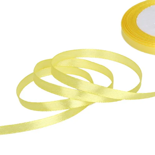 Yellow Длина 7 мм ширина атласная лента для DIY лук Ремесло Декор Свадебная вечеринка для упаковки подарков принадлежности для скрапбукинга 25 ярдов - Цвет: Yellow