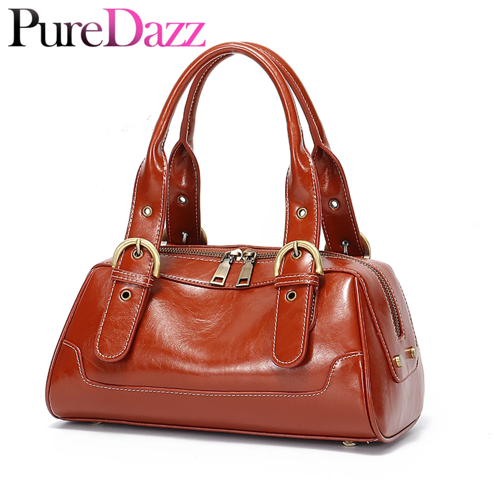 Дамская сумочка из натуральной воловьей кожи саквояж на плечо в стиле ретро