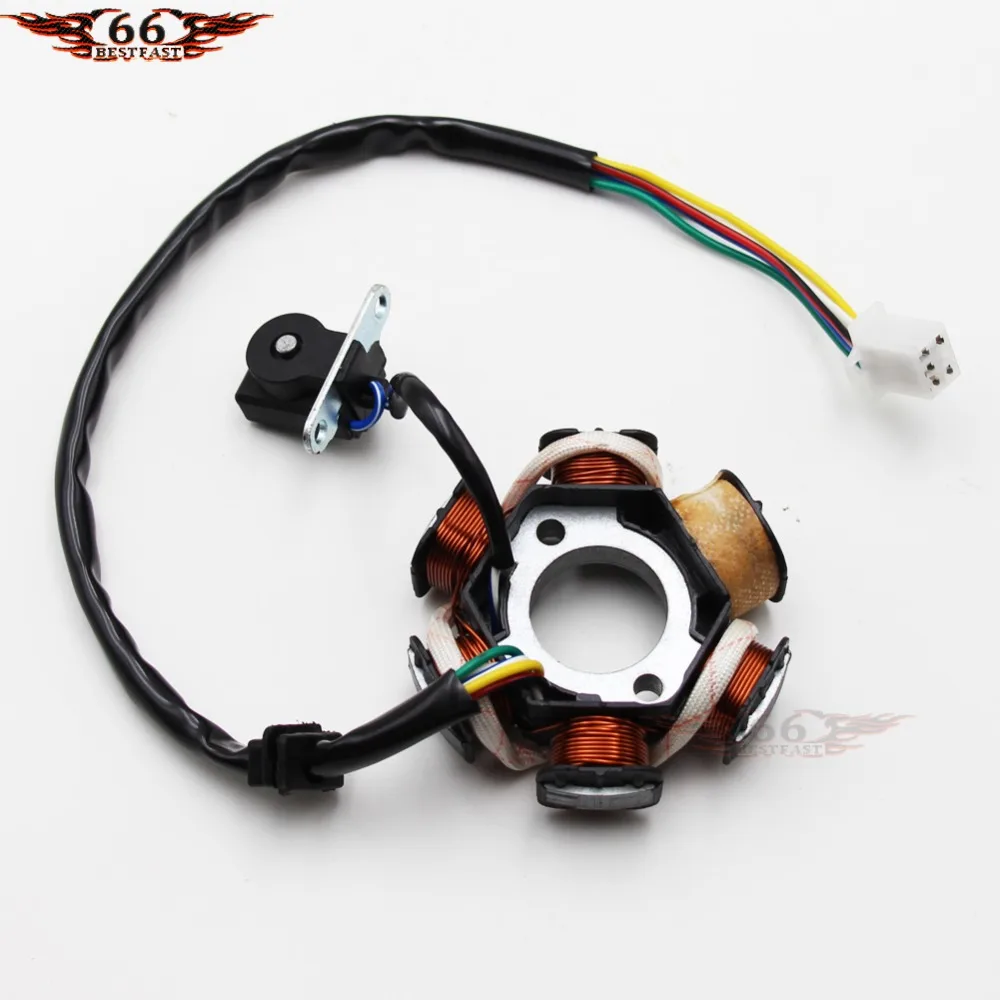 Статор Магнето 6 катушка полюс GY6 50cc 110cc 125cc 150cc Скутер ATV GO KART LANCE ZNEN JONWAY крутой спортивный TAOTAO ROKETA