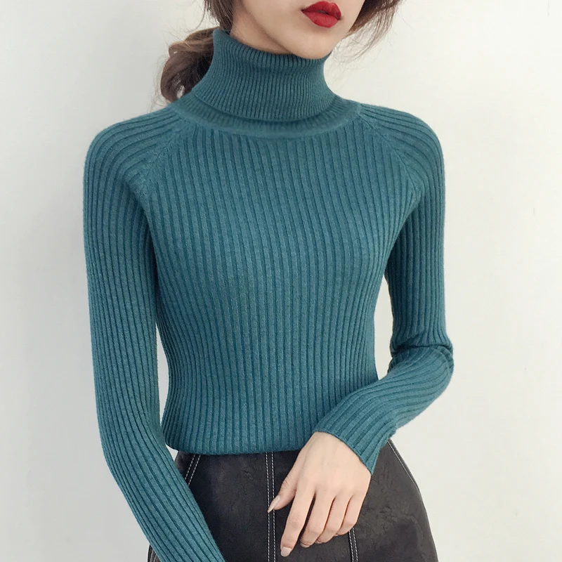 

Female head short sleeve Turtleneck Shirt Korean winter coat slim long sleeved sweater all-match Harajuku wind