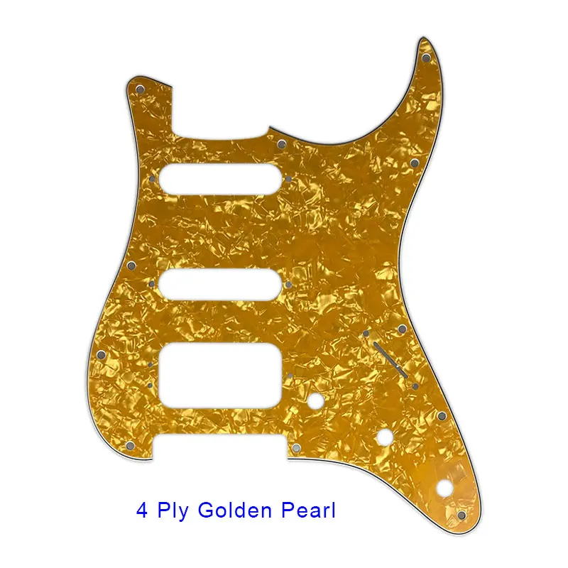 4 ply golden pearl Pleroo гитара pickguards костюм для 11 винтовых отверстий США и мексиканский Stratocaster люкс хамбакер гитара из высокопрочной стали царапины пластины - Цвет: 4 ply golden pearl