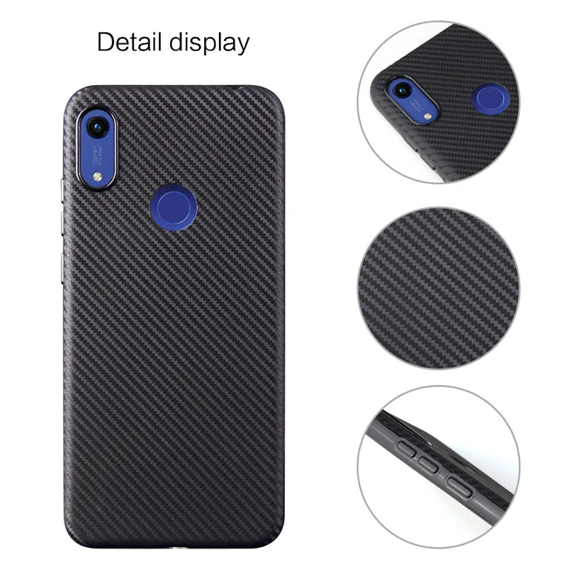For Huawei Honor 8A Phone case JAT-LX1 Luxury PU silicone carbon fibre shell 8 A Honor8A Back cover |