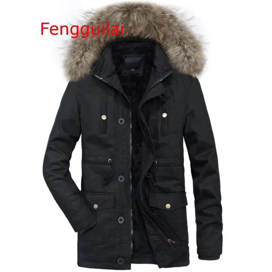 

Long Coat 2019 Winter Parka Men Casual Thicken Fur Cap Cotton Mens Thick Warm Winter Jacket Outwear Parkas Clothes Jaqueta Mascu