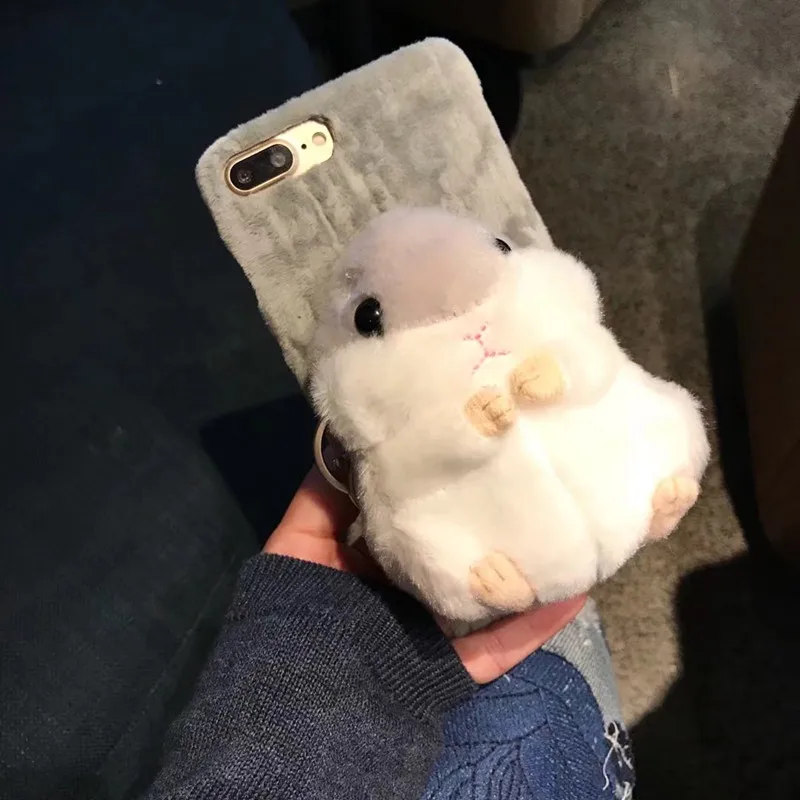 Ainike мягкий пушистый чехол для задней панели куклы для iPhone 6S Plus 7Plus 8Plus XR XS 11Pro Max 3D милая мультяшная игрушка хомяк Меховой чехол для телефона