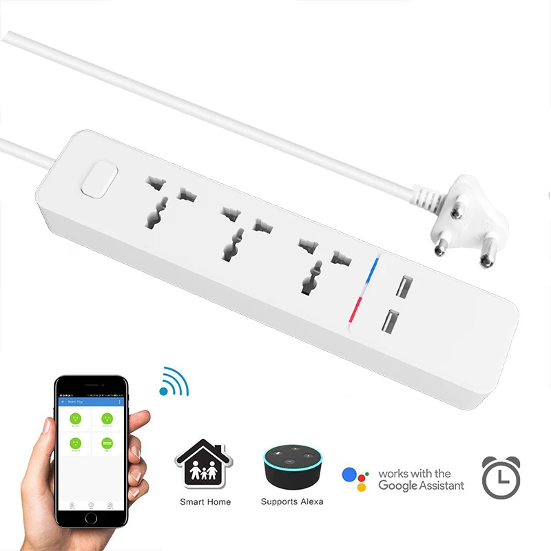 Wifi умная лента питания с универсальным 3 гнездами 2 USB зарядная станция работает