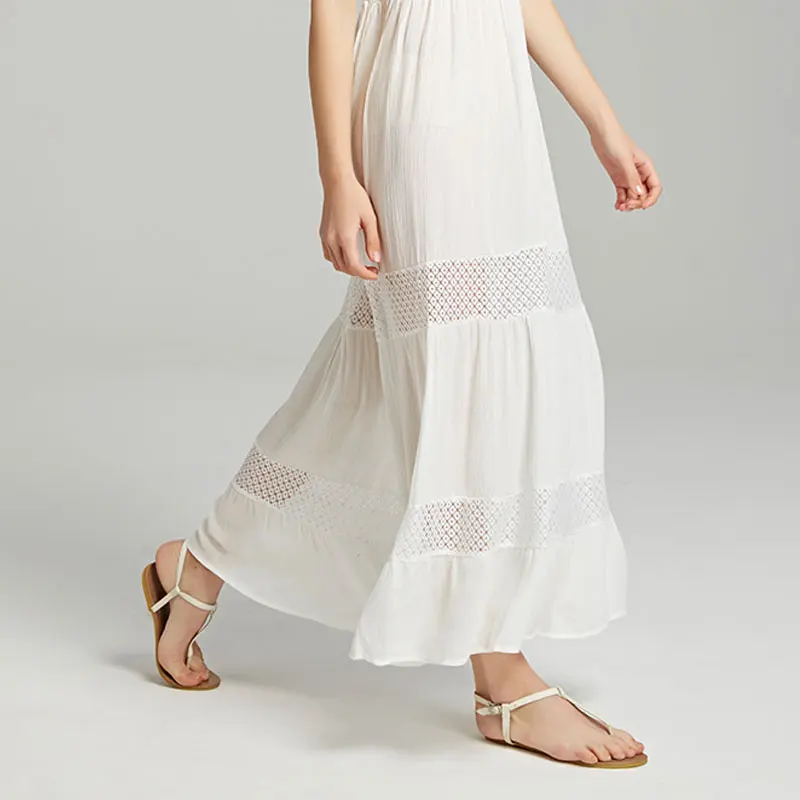 

Summer new women's wear holiday Bohemian tourist island beach dress ethnic embroidery sexy neckline dress long dress