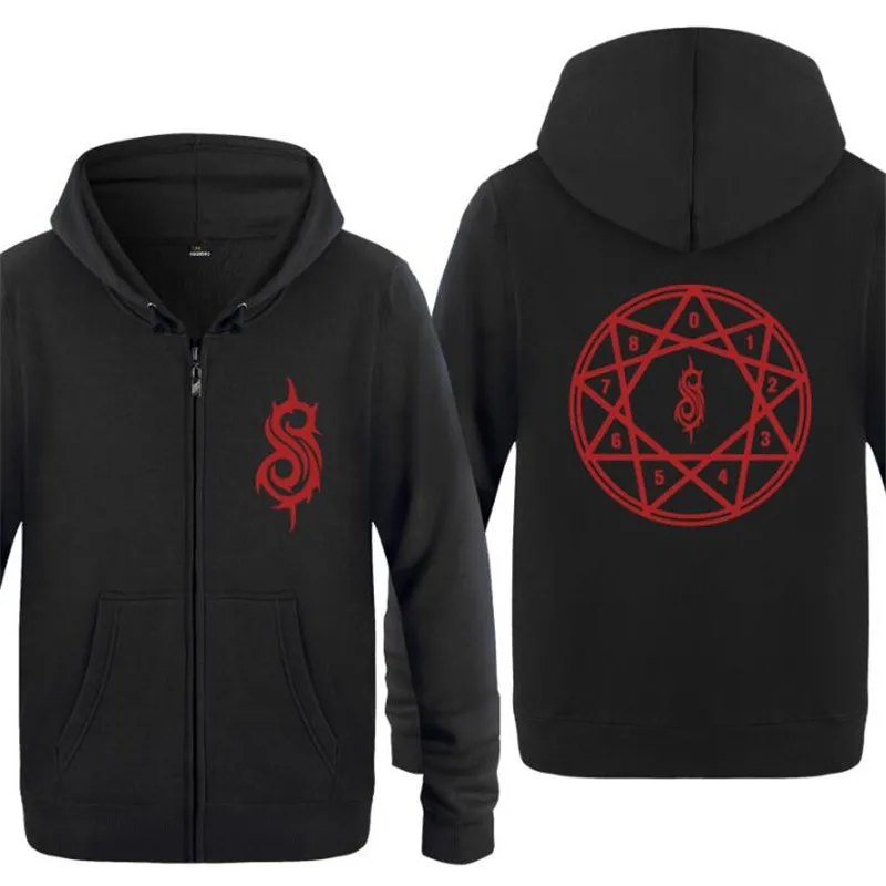 Black hoodie 1 Для мужчин s Толстовка Rock Slipknot толстовки Для мужчин хип-хоп флисовая куртка на молнии с длинными рукавами пальто толстовка скейт уличная костюм зимний - Цвет: Black hoodie 1