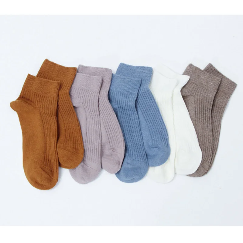 VERIDICAL 5 pairs/lot ankle socks woman solid loose crew Boat Socks harajuku socks cotton Good Quality calcetines mujer 10 color