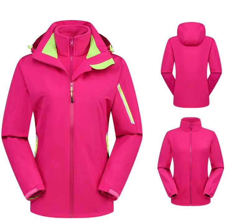 Women Rose Red RAY GRACE мужские походные куртки 2 шт. дышащий для женщин Открытый Теплый кемпинг флис восхождение зимнее пальто водонепроница - Цвет: Women Rose Red