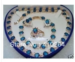 

$wholesale_jewelry_wig$ GP Blue Stone Set Necklace Bracelet Earrings Ring set