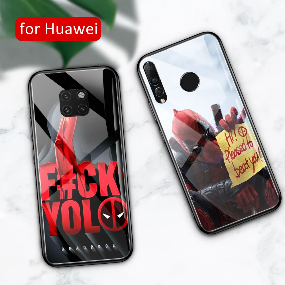 Стеклянный чехол для Huawei mate 20 lite nova Дэдпула 9 10 pro 20x RS Nova 3 3i 3e 4 4e 5i Y9 2019|Бамперы| |