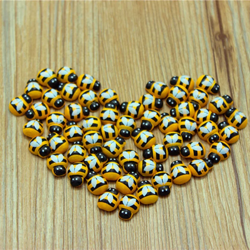 100 шт./лот мини деревянная пчела Божья коровка губка самоклеящиеся наклейки на