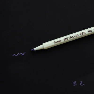 Purple 10 Pcs 10 шт. цветной художественный маркер для рисования, металлические ручки, черная бумага, керамика, школьные офисные принадлежности, канцелярские принадлежности, ручка для подписи - Цвет: Purple 10 Pcs