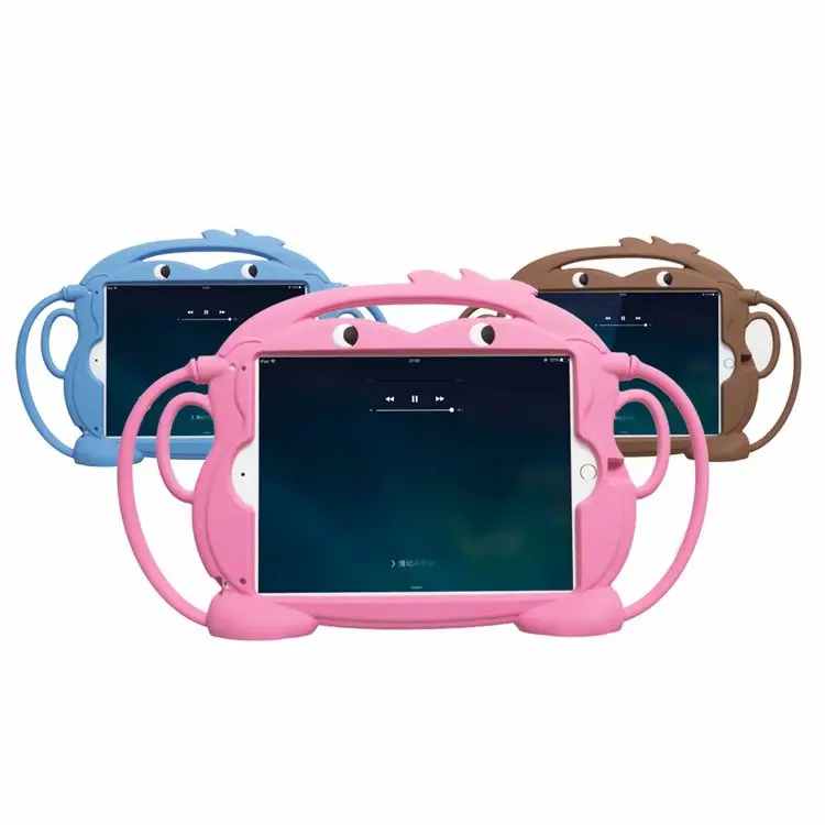 

Kids Cartoon Monkey Silicone Soft Case For New iPad 9.7 2017 2018 Pro 9.7 Air 1/2 funda Tablet Shockproof stand cover +Gift