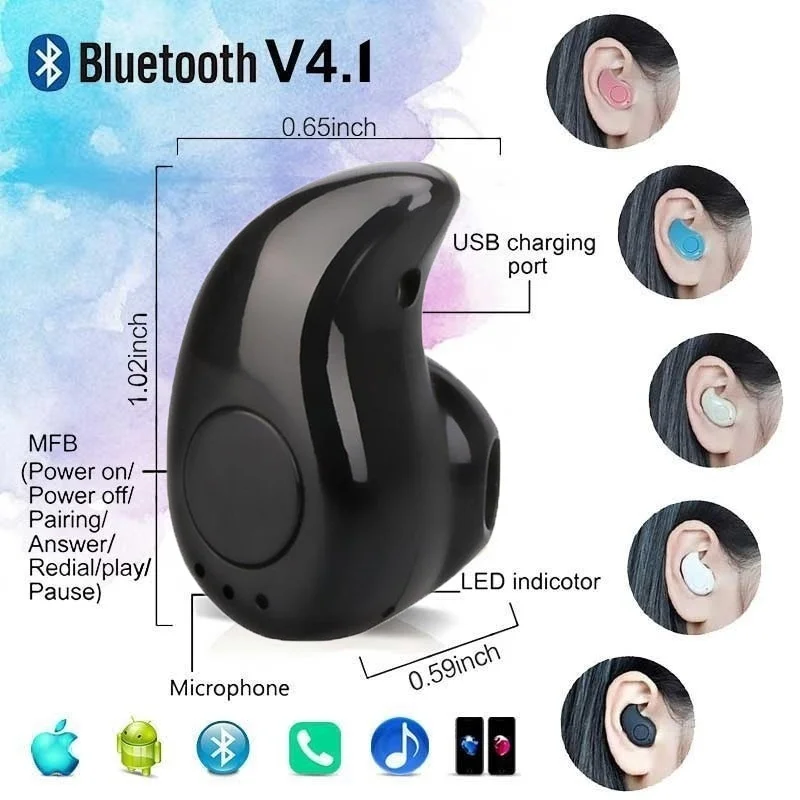Мини беспроводные Bluetooth наушники в ухо спортивные с микрофоном Handsfree гарнитура