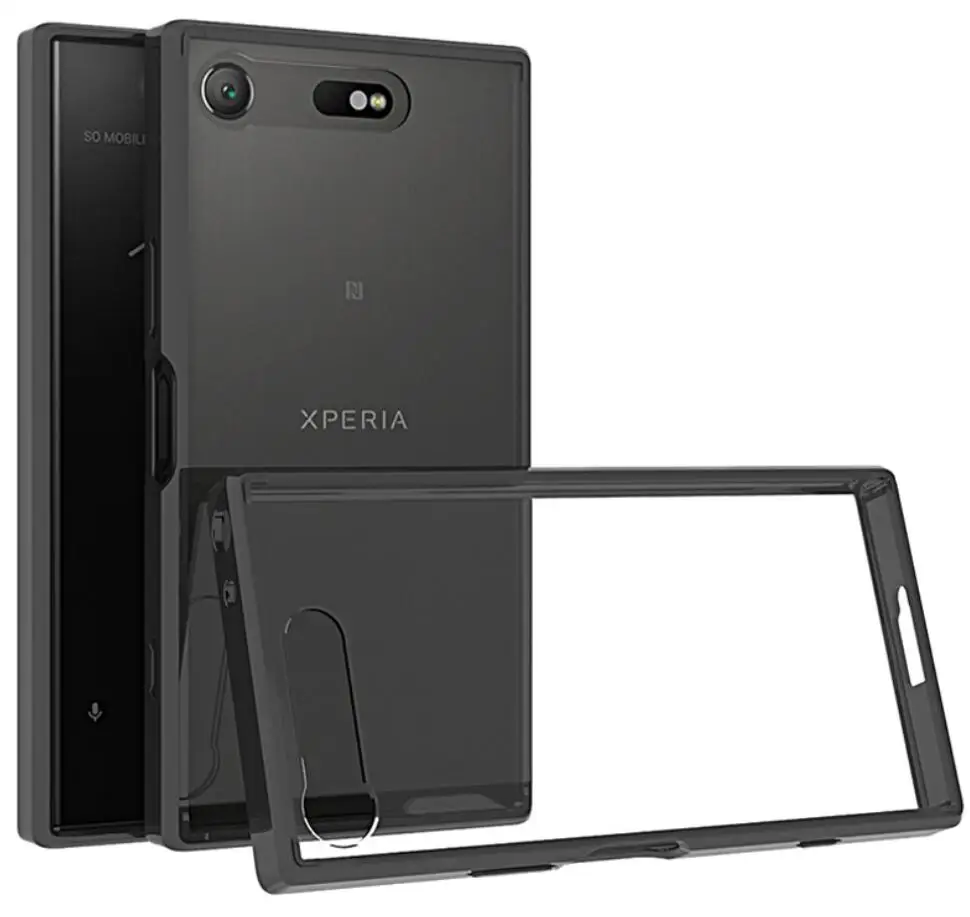 black bumper Прозрачный твердый Чехол на sony Xperia XZ1 чехол на sony Xperia XZ2 чехол на sony Xperia XZ3 ударопрочный бампер силиконовый TPU+ пластик чехлом чехол на sony Xperia XZ1 компактный Чехол для sony Xperia XZ2 Премиум - Цвет: black bumper