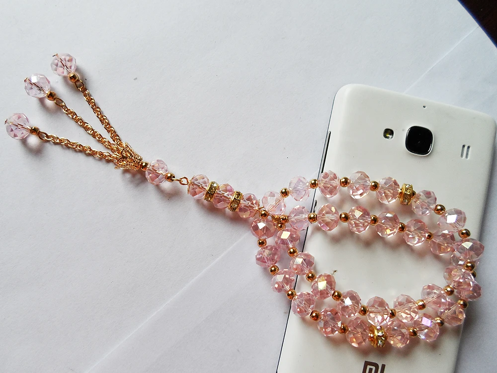 Недорогой оптовый розовый кристаллический мусульманский четки двухслойный