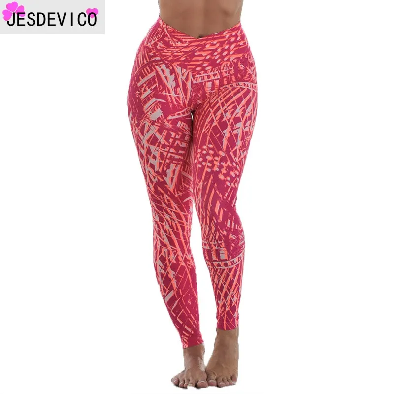 Jesdevico/новые женские леггинсы модные тонкие эластичные с цветочным принтом