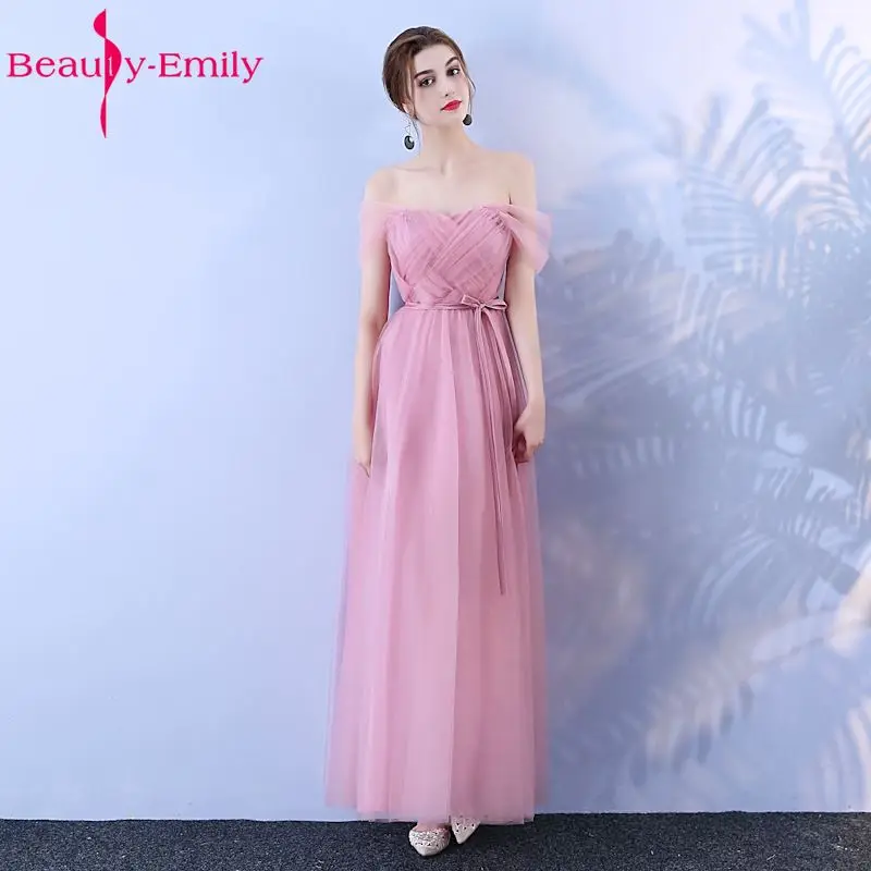 Женское длинное платье подружки невесты Beauty Emily розовое ТРАПЕЦИЕВИДНОЕ вечерние
