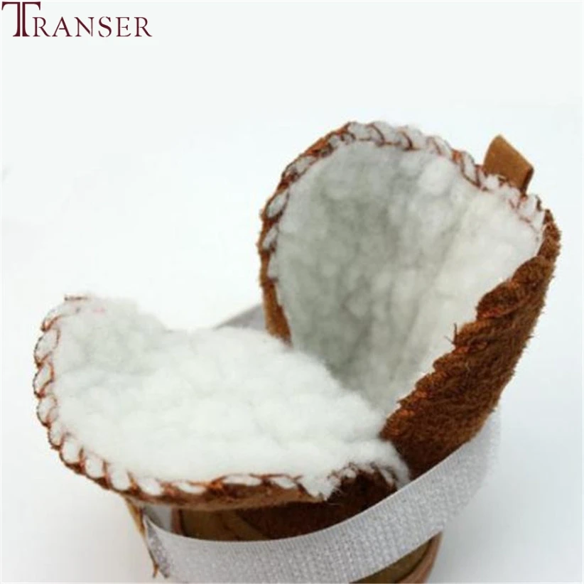 Теплая шерстяная обувь для собак Transer зимние Нескользящие коричневые ботинки