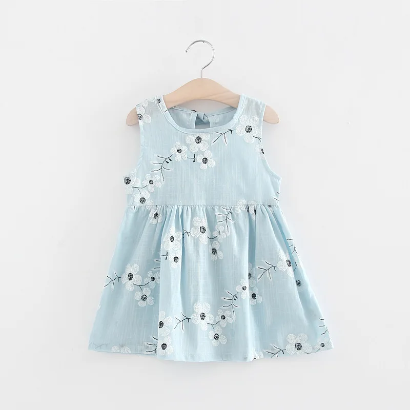 VIDMID baby girls sleeveless flowers dresses for girls summer cotton Princess clothing kids girls short sleeve clothes kids